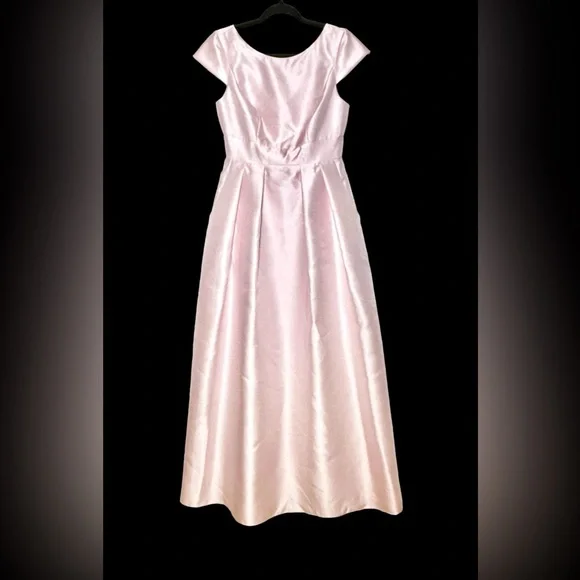 NWT Alfred Sung D767 Pink Cap Sleeve Pleated Skirt Dress with Pockets, Size 6R - Picture 4 of 15